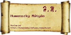Humenszky Mátyás névjegykártya