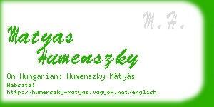 matyas humenszky business card